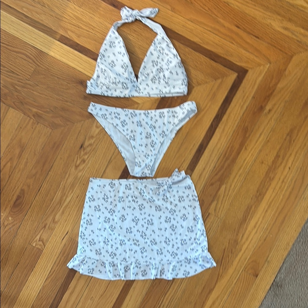 Floral Bikini Set with Skirt